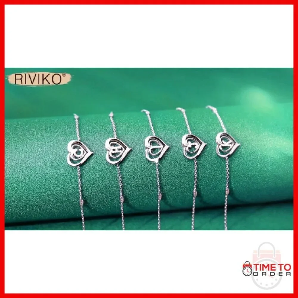 Sterling Silver Heart Initial Bracelet Personalized Charm Jewelry Gift